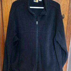 Bass Pro Black Fleece Jacket Waist Cord Locks Outer Inner Pockets Full Zip XL